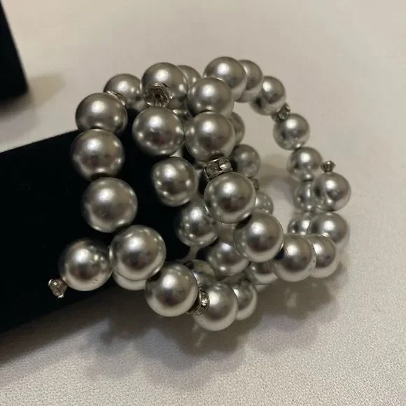 Vintage Silver Ball And Rhinestone Wrap Set - Picture 9 of 12